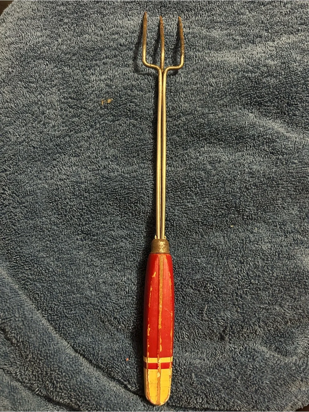 1940’s Vintage Red and Yellow Wood-Handled Fork